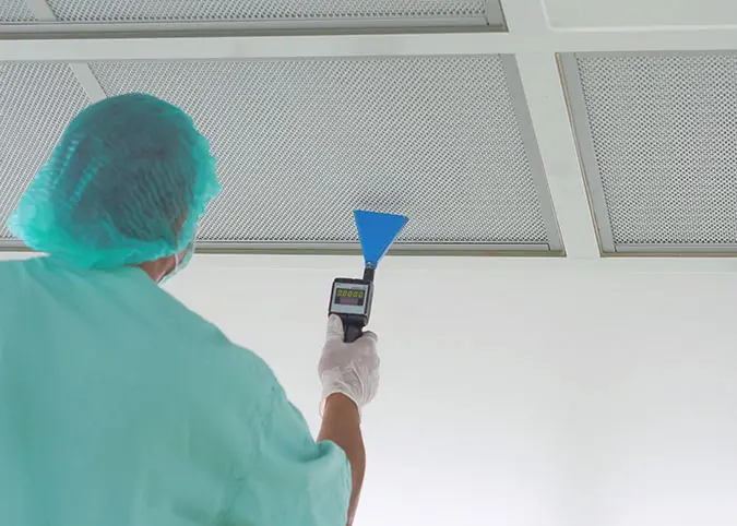 Prueba de integridad de filtro HEPA con fotómetro