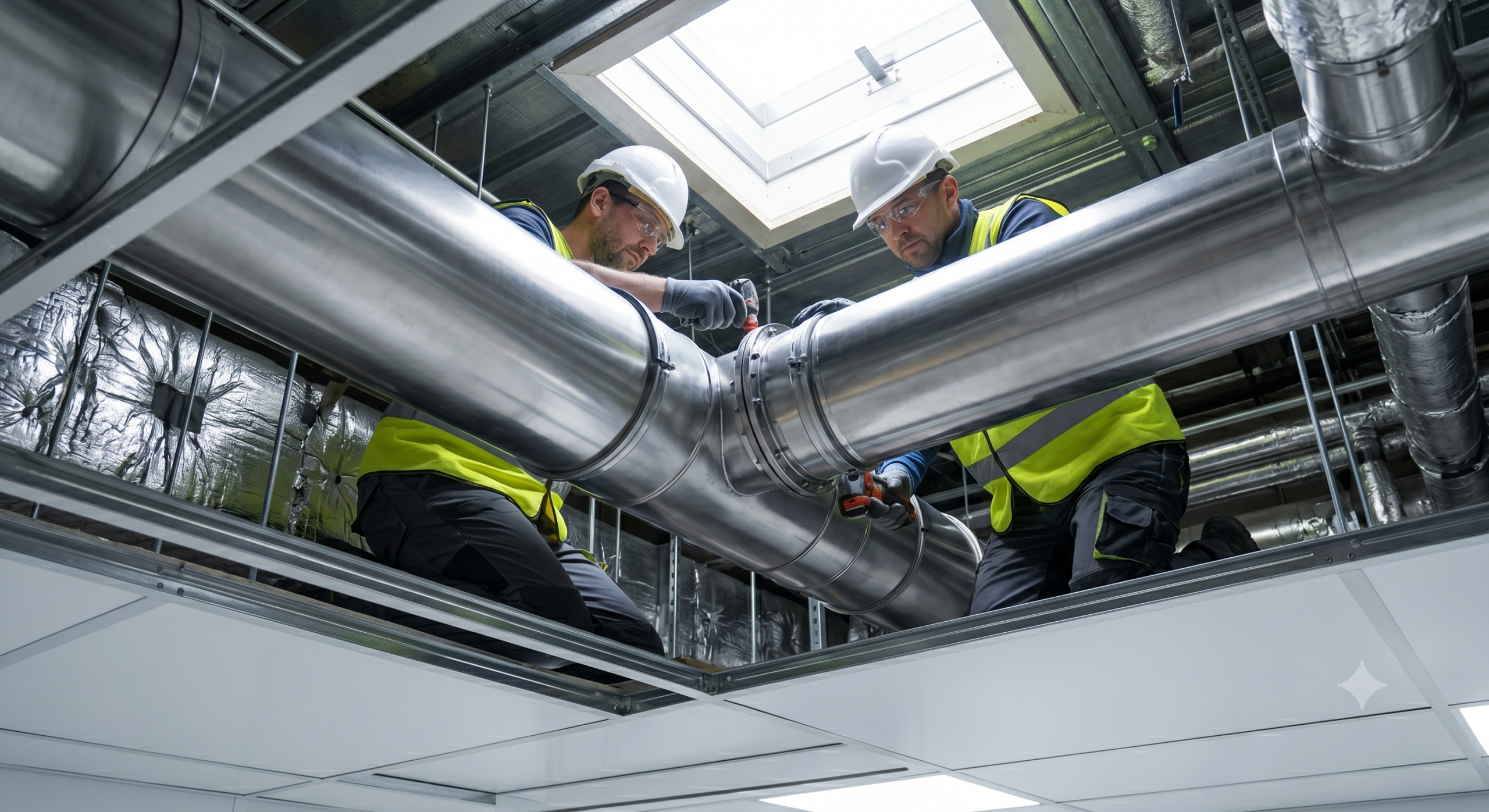 Instalación de ductos HVAC en proyecto KROXTEK