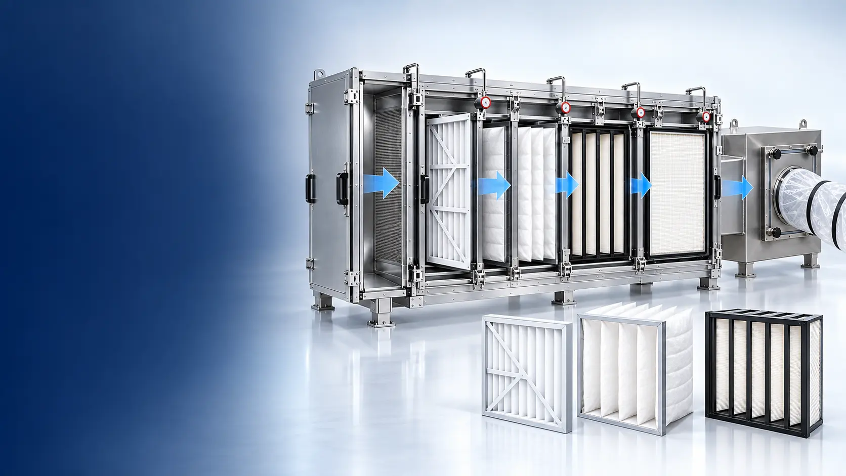 Banco de filtración multietapa integrado en un sistema HVAC